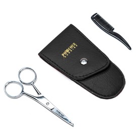 Professional Eyebrow Scissors Set Extra Sharp with Comb Travel Case, Nail Scissors & Hair Scissors, Ears, Nose, Beard Hair, Moustache - Straight - Rustproof