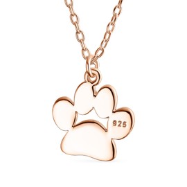 Script Initial Alphabet A-Z Petite Dog Cat Pet Kitten Puppy Paw Print Pendant Necklace Animal Jewellery for Women Teenagers Polished Rose Yellow Gold Plated 925 Sterling Silver Adjustable, Sterling