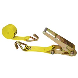 US Cargo Control 3 Inch x 20 Foot Ratchet Strap with Wire Hooks, 3 Inch Ratchet Straps, Yellow J Hook Ratchet Straps for Flatbed Trailers, 5,400 lbs. Working Load Limit