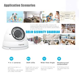 WESTSHINE 1080P Outdoor Dome Surveillance Camera, CCTV Surveillance 2.7 mm - 13.5 mm 1/2.8 Inch Wide Angle Lens, TVI/CVI/AHD/CVBS IR-Cut 36 Infrared LEDs 100 ft Night Vision (Varifocal 2MP)