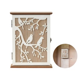 FDDU Geometric Cavity Picture Key Cabinet, Wooden Key Box, Key Cabinet Wood, with 6 Key Hooks, Scandinavian Style, for Storing Keys and Small Items