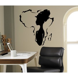 African Woman Wall Vinyl Decal Africa Map Sticker Design Home Interior Art Decor Ideas Bedroom Living Room Office Removable Housewares 7(afr)
