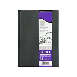 Daler-Rowney Simply Medium Grain 100 gsm Hardback A5 Sketchbook, Soft White, 54 Sheets, Entry-Level Sketchpad, Ideal for Students and Hobbyists