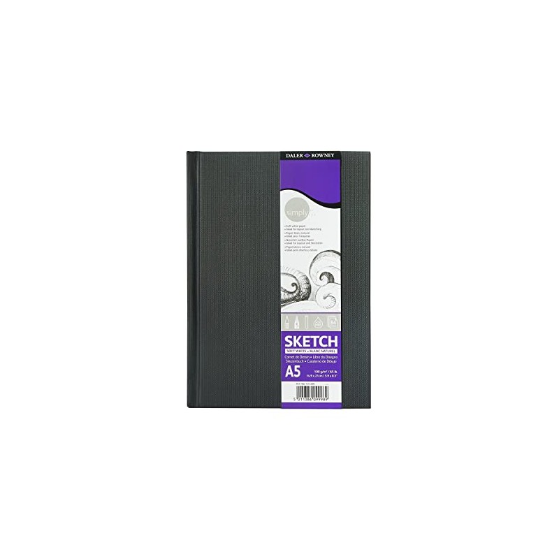 Daler-Rowney Simply Medium Grain 100 gsm Hardback A5 Sketchbook, Soft