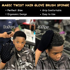 Magic Curly Barber Curling Twist Gloves Brush, Curling Gloves Brush for Black Men Women Natural Hair (Glove*1 + Hair Pick*1)