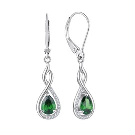 Starchenie Emerald Earrings for Women 925 Sterling Silver Infinity Dangle Earrings Birthstone Jewelry