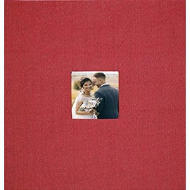 Red Linen Photo Album - Oversized 12-1/2" x 13" (40 Self-Adhesive Pages) (English and Spanish Edition)
