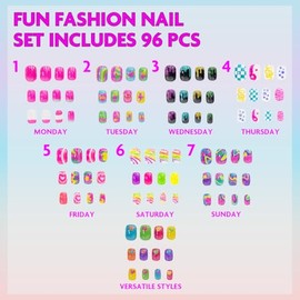 Townley Girl Uñas Press-On 96 pzas 3D que Brillan en la Oscuridad