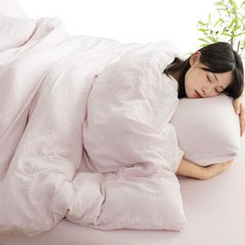 fuwawa Single Duvet Cover, Washed (CICA Moisturizing Treatment), Super Absorbent, Quick Drying, 8 Snap Buttons, Double Zipper, SEK Antibacterial, Odor Resistant, 99.9% Anti-Mite, Hypoallergenic