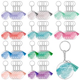 Unittype 30 Pcs Inspirational Acrylic Keychain with Tassel Thank You Appreciation Gift for Teacher Graduation Employee Coworker (Watercolor)