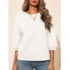 Fisoew Womens Crewneck Sweatshirts Casual Puff Sleeve Loose Fit Shirts