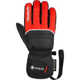 Reusch Children's Teddy Gore-Tex Wind and Waterproof Warm Ski Gloves, Sports Gloves, Snow Gloves for Sledging, Winter Gloves, Black/Red, 4.5