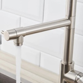 Commercial Single Handle Kitchen Sink Faucet with Pull-Down Sprayer Brushed Nickel FinishColor: as Pic Color