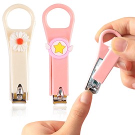 COYUN 2 Piece Nail Clippers Set, Nail Clippers Straight, Clippers for Fingernails, Nail Clippers Sharp, Nail Cutter, Nail Scissors Children, Nail Cutter for Women, Girls and Children (Pink, Cream)