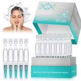 3% Hyaluronic Acid Serum Ultra-Hydrating Vials, 30Pcs Hyaluronic Acid Tubes, Deep Hydration Essence, Anti-Aging Serum for Face Single-Use Vials Skincare, Lasting Moisturizing,Firming Skin