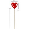 DARO DEKO Wooden Flower Stake Heart Red Pack of 5