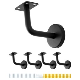 QWORK® Pack of 5 Stainless Steel Handrail Brackets Black 60 x 80 mm Flat