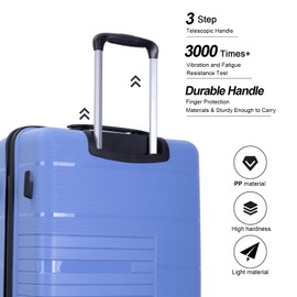 Tripcomp Luggage 3 Piece Sets Suitcase Set with Double Spinner Wheels, Lightweight Carry On Hardside Travel Luggage with TSA Lock, (20/24/28) (Purplish Blue)