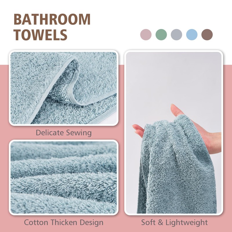 HEAVYWOOD Luxury Hand Towels for Bathroom 2pc 100% Long-Staple Cotton