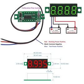 3Pcs 4 Bit 0.36 inch Mini Digital Voltmeter 0-100V DC Volt Voltage Meter LED Panel Electric Voltage Tester Gauge 3 Wires 12V 24V 48V