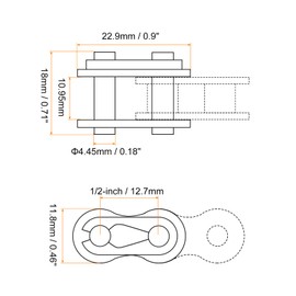 sourcing map Chain Main Link Roller 1/2 Inch Carbon Steel Connectors for 08B Chain Pack of 6