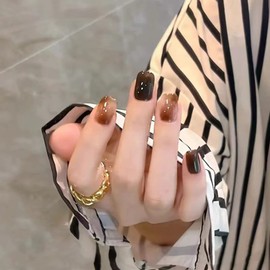 Fuyunohi Nail Tip, Short False Nail, Short Nail Tip, Korean, Elegant, Simplified, Double Sided Tape Included, Easy Installation, Set of 24, DIY, Convenient, Nail Supplies, Small Items, Daily Use,