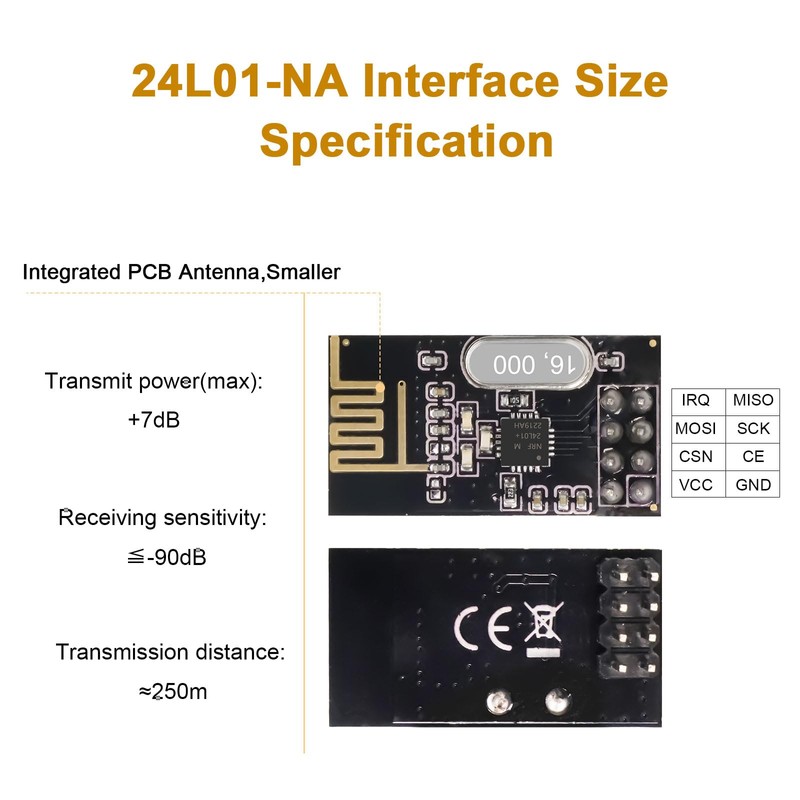 Pack of 6 NRF24L01+ 2.4G Wireless Transceiver Module, QIQIAZI NRF24L01
