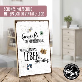 TypeStoff HS-00212 Wooden Sign with Saying - Enjoy the Little Things of Life - Vintage Look with Quote as a Gift and Decoration on the Theme of Enjoyment and Valuable