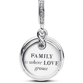 PHCLASY Heart Family Charm Pendant Christmas Bead Charms 925 Sterling Silver Pendant for European Bracelets and Necklaces for Women, Cubic Zirconia