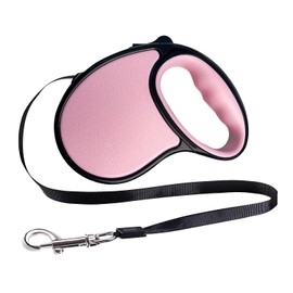 Retractable Dog Lead 16ft Tangle-free Dog Leash with Antislip Handle One-handed Brake for Small Medium Dog (Pink)