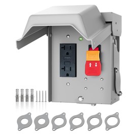 islewire Outdoor Electrical Outlet with Safety Switch, Rainproof 3R Enclosure with Metal Cover, 20 AMP WRTR GFCI Receptacle, Pre-Drilled Wiring Holes, Ideal for Backyard Use, ETL Listed