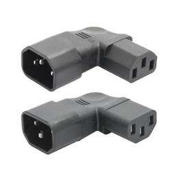 1Pair 90 Degree IEC 320 C14 Male to C13 Female Converter Adapter, Left & Right Angle Extension Connector Plug 10A 250V, for Monitor, Computer, PDU Chassis, Printer etc - 2Pcs