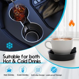 Amooca Car Cup Coaster Universal Non-Slip Cup Holders Bling Crystal Rhinestone Car Interior Accessories 2 Pack Black