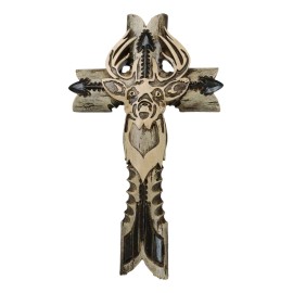 Rustic Western Hunters Deer With Antlers And Arrows Faux Wooden Wall Cross