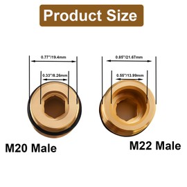 Jingzan M20 to M22 Water outlet Fittings, 7110264 Brass Pressure Washer Pump Outlet Connector, Compatible with 5200040 520020 520006 51AL19 51AL124 and OEM Axial Cam Pumps (1 PACK M20 to M22 Fitting)