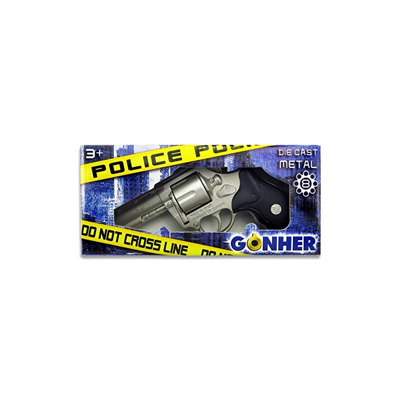 Gonher - Revolver della Polizia a 8 Colpi, Color Metallo