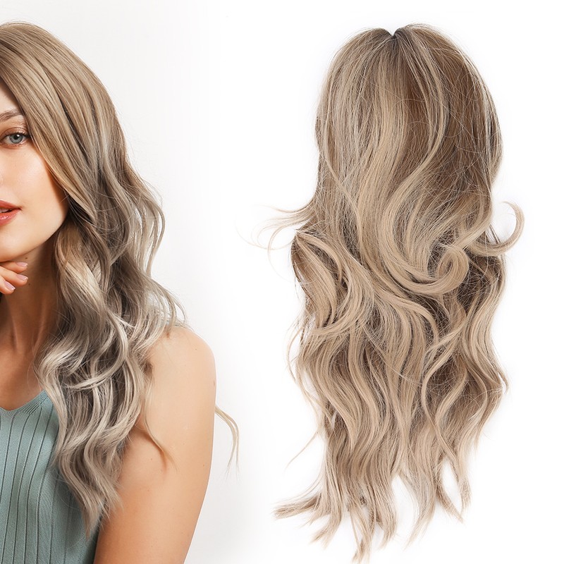 Women Long Wavy Light Blonde Wig Lady Fashionable Cosplay Party