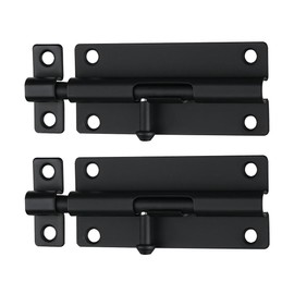 JQK 4 Inch Barrel Bolt Latch, 304 Stainless Steel Slide Bolt Latch, Thicken 1.7mm Plate Door Lock, Black 2 Pack, HBB140-PB-P2