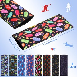 Popsicle Sleeves, 8 Pieces Ice Pop Neoprene Sleeve for Kids, Freezer Ice Pop Holder Bags, No Drips Ice Pop Sleeves, Reusable Washable Ice Popsicle Sleeves for Boys Girls