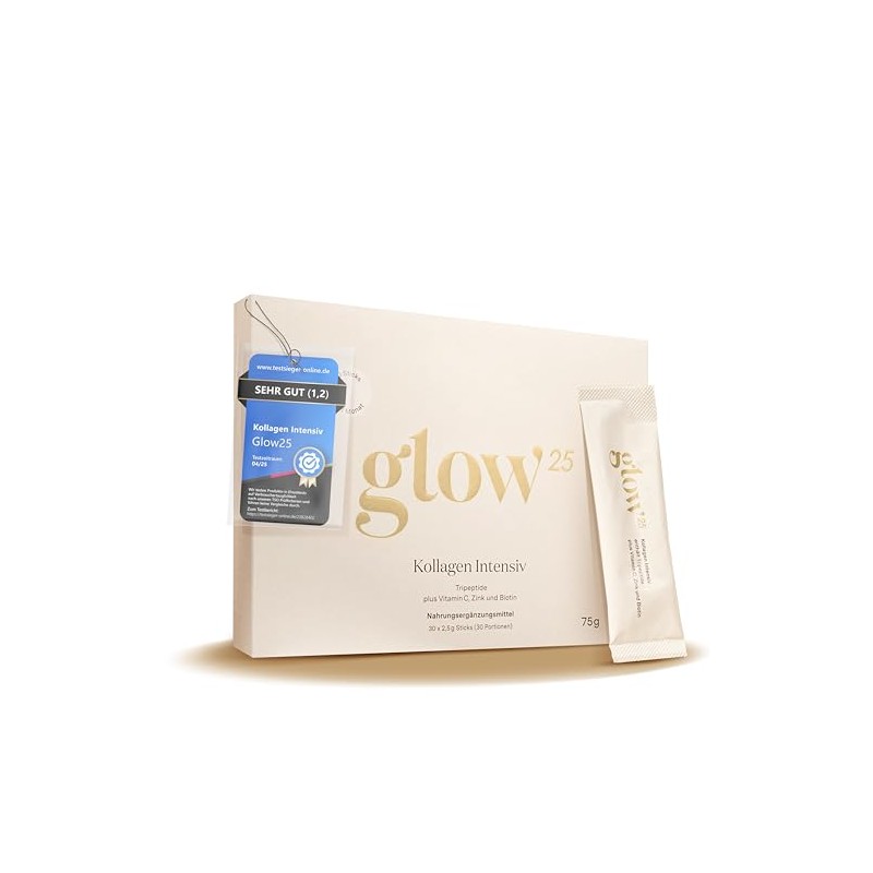 Glow25 Collagen Intensive [30 Sticks] - with Tripeptides, Vitamin C,