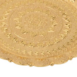 Turkish Tea Coffee Serving Tray Vintage Style Embossed Pattern Round Coffee Plate for Bar Outdoor Dresser Dessert Gold