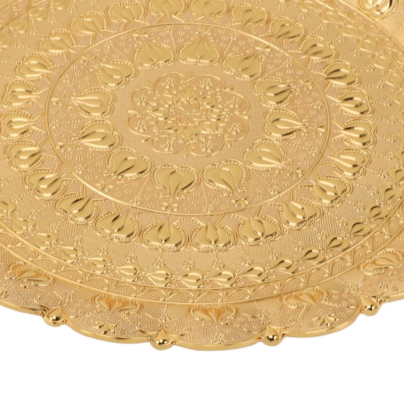 Turkish Tea Coffee Serving Tray Vintage Style Embossed Pattern Round