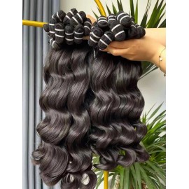 Origin Remy Hair High Quality Machine Double Weft Direct Manufacturer Indian Hair Extensions Deep Wave Water Wave Haircolor: Burmese curly, Stretched Length: 12 inches