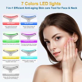 Face Massager - 7-Color Light Anti-Wrinkle Skin Tightening Neck Wrinkle Removal with 3 Modes and Adjustable Levels