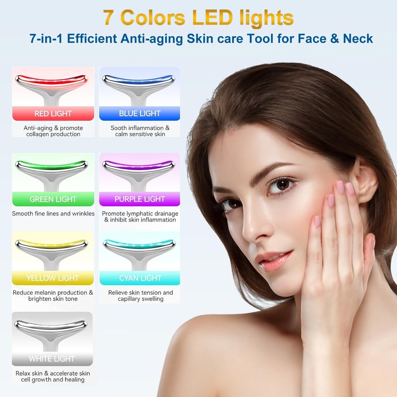 Face Massager - 7-Color Light Anti-Wrinkle Skin Tightening Neck Wrinkle