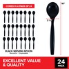 24 Count 10-Inch Disposable Serving Spoons, Black Plastic Serving Spoons