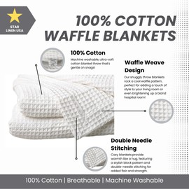 Santa Grace Honeycomb Thermal Waffle Blanket 100% Cotton Full White