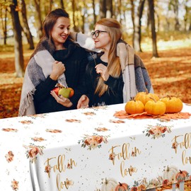 HAKOTI 3pcs fall in love tablecloth,fall theme table cover for autumn theme party decorations