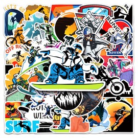 50pcs Extreme Sports Stickers for Kids Boys Water Bottles Waterproof Vinyl Gifts for Teen Boys Stickers，Skateboard, Water Bottle, Bike, Laptop, Motorcycle（Extreme Sports）