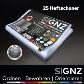 SIGNZ Exercise Book Protectors, Transparent, Strong 90 µm (0.09 mm), Grained, CO2 Neutral, Made in Germany (Pack of 25, Transparent, A5 (Portrait Format))